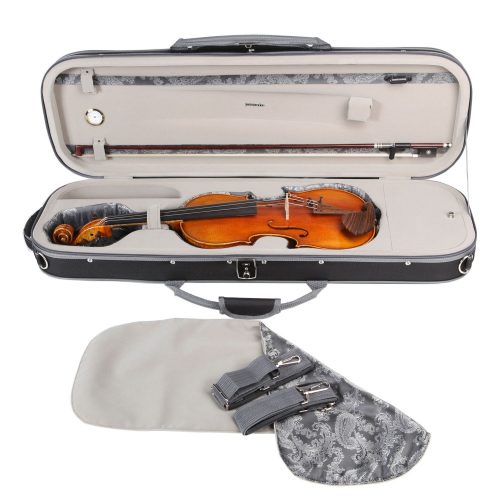 Hegedűtok szögletes kottazsebbel Paisley (fekete/szürke) 2 kg