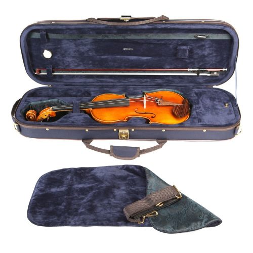 Hegedűtok szögletes kottazsebbel Paisley (kék) 2 kg
