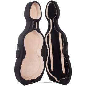 Cselló félkemény tok 4/4 fekete/bézs, kerékkel; 3,4kg