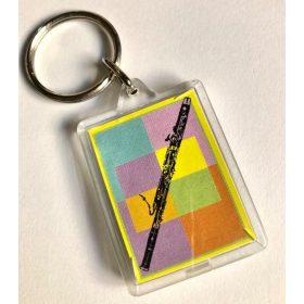   Kulcstartó szögletes, átlátszó műanyag, színes oboa/ zongora/ furulya