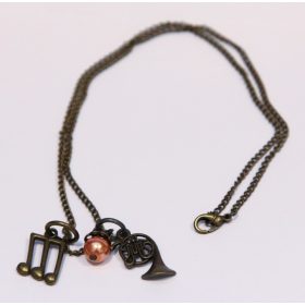   Nyaklánc, ezüst / bronz színű kis dísszel, hangjegyes / hangszeres