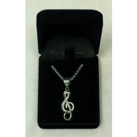   Zenei nyaklánc, Swarovski kristály, vastag violinkulcs medállal