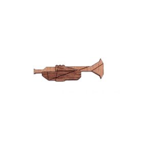   Zenei kitűző trombita alakú, fa (bükk, mahagóni 11x40 mm)