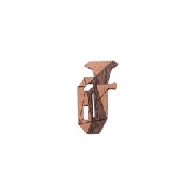 Zenei kitűző tuba alakú, fa (bükk, dió 23x42 mm)