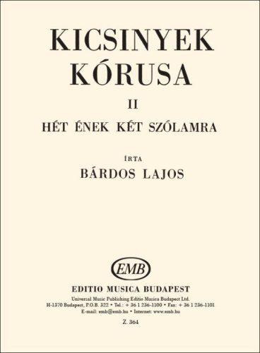 Bárdos Lajos: Kicsinyek kórusa 2. - kotta