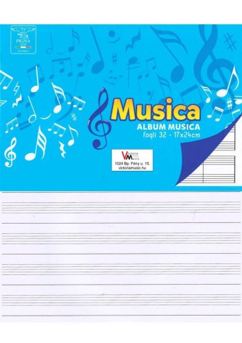 Hangjegyfüzet /kottafüzet +szövegvonallal Musica A/5 fekvő kék