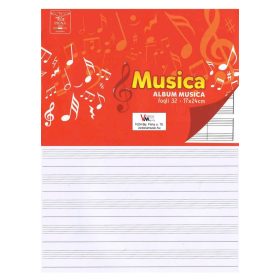   Hangjegyfüzet /kottafüzet + szövegvonallal Musica A/5 fekvő piros