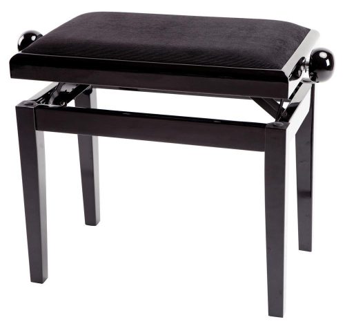 Gewa Deluxe zongorapad, zongoraszék, lakk fekete, fekete ülés, egyenes láb