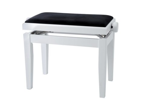 Gewa Deluxe zongorapad, zongoraszék, matt fehér, fekete ülés, egyenes láb