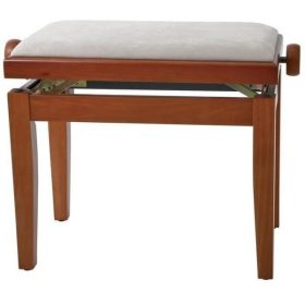   Gewa Deluxe zongorapad, zongoraszék, matt cseresznye, fehér ülés, egyenes láb