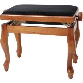   Gewa Deluxe Classic zongorapad, zongoraszék, matt cseresznye, fekete ülés, ívelt láb