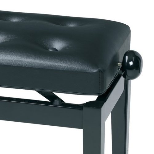 Gewa zongorapad, zongoraszék, lakk fekete, gombos, fekete műbőr ülés, egyenes láb