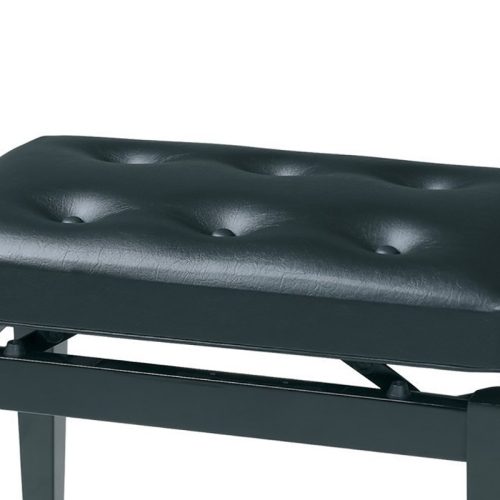 Gewa zongorapad, zongoraszék, lakk fekete, gombos, fekete műbőr ülés, egyenes láb
