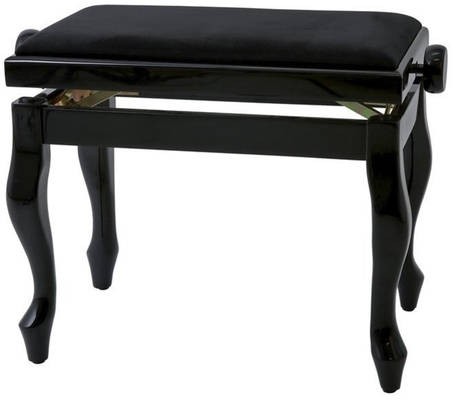 Gewa Deluxe Classic zongorapad, zongoraszék, lakk fekete, fekete ülés, ívelt láb