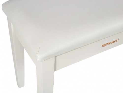 Roland zongorapad, zongoraszék, fehér, műbőr ülés, egyenes láb, ülés alatti kottatartóval