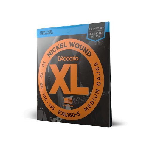 D'Addario EXL160-5 Medium Gauge .050-.135 - basszusgitár húrkészlet 5 húros basszusgitárhoz