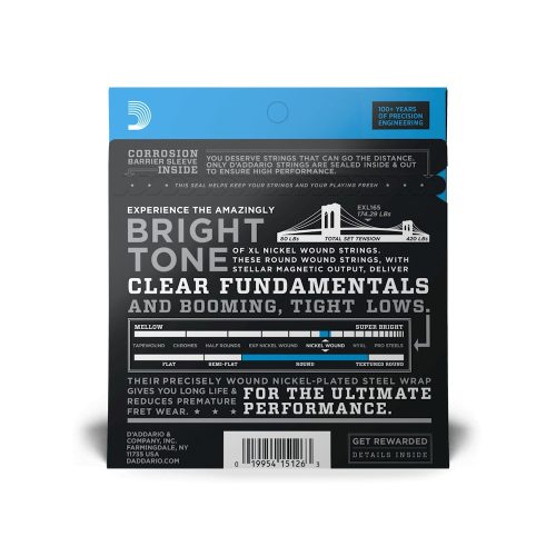 D'Addario EXL165 Reg Light Top / Med Bottom 045-105 - basszusgitár húrkészlet
