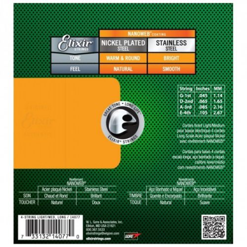 Elixir Nanoweb Light/medium 045-105 - basszusgitár húrkészlet