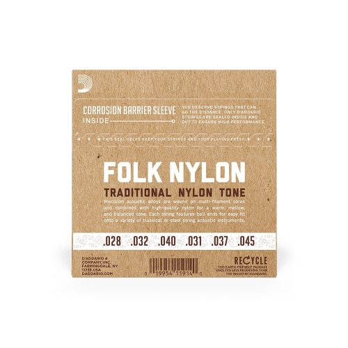 D'Addario EJ32 Folk Nylon Ball End - klasszikus gitárhúr készlet