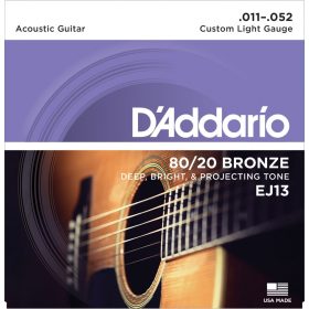   D'Addario EJ13 11-52 80/20 Bronze Custom Light - western/ akusztikus gitárhúr készlet