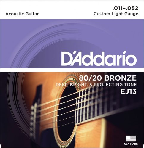 D'Addario EJ13 11-52 80/20 Bronze Custom Light - western/ akusztikus gitárhúr készlet