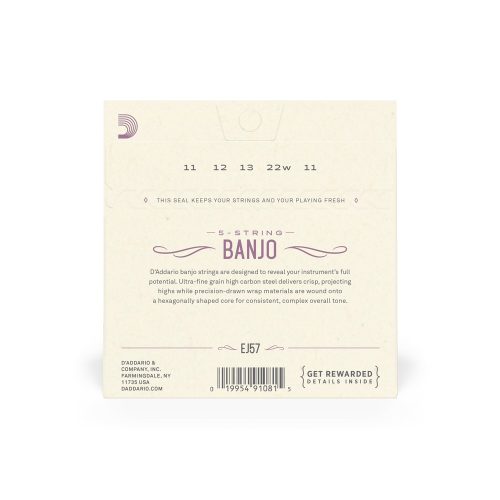 D'Addario EJ57 - banjo húr, 5 húros, nikkel