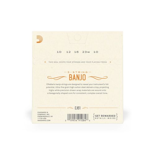D'Addario EJ61 - banjo húr, 5húr medium/nickel