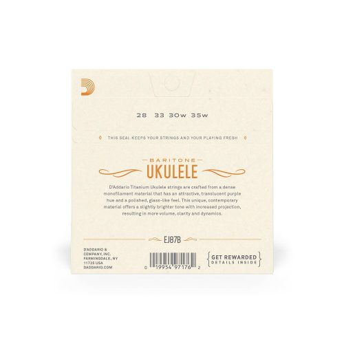 D'Addario EJ87B Bariton Ukulele Titanium - ukulele húrkészlet bariton ukulelére