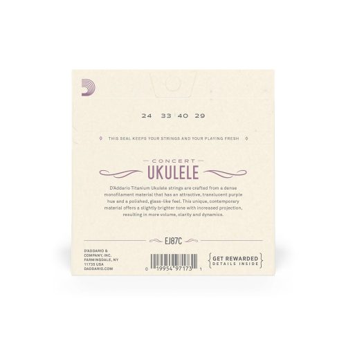 D'Addario EJ87C Concert Ukulele Titanium - ukulele húrkészlet koncert ukulelére