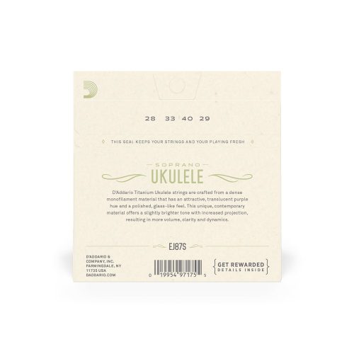 D'Addario EJ87S Sopran Ukulele Titanium - ukulele húrkészlet szoprán ukulelére