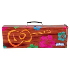   Mahalo szoprán ukulele utazótok, színes, virágos, fém kemény tok