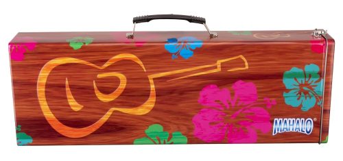 Mahalo szoprán ukulele utazótok, színes, virágos, fém kemény tok