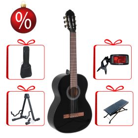   Gewa VGS Student klasszikus gitár 4/4, fekete karácsonyi szett tokkal, hangolóval, állvánnyal és zsámollyal