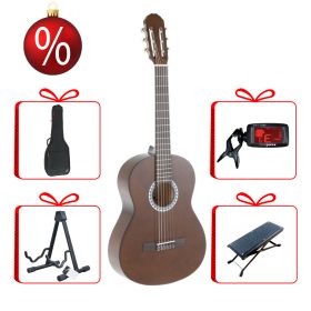   Gewa Basic klasszikus gitár 4/4, dió karácsonyi szett tokkal, hangolóval, állvánnyal és zsámollyal