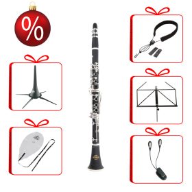   Roy Benson CB-217 Bb klarinét karácsonyi szett állvánnyal, belső törlővel, nyakzsinórral, kottaállvánnyal és kottalámpával